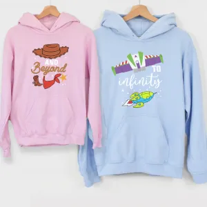 To Infinity & Beyond Matching Blue/ Pink Hoodies boys fashion clearance