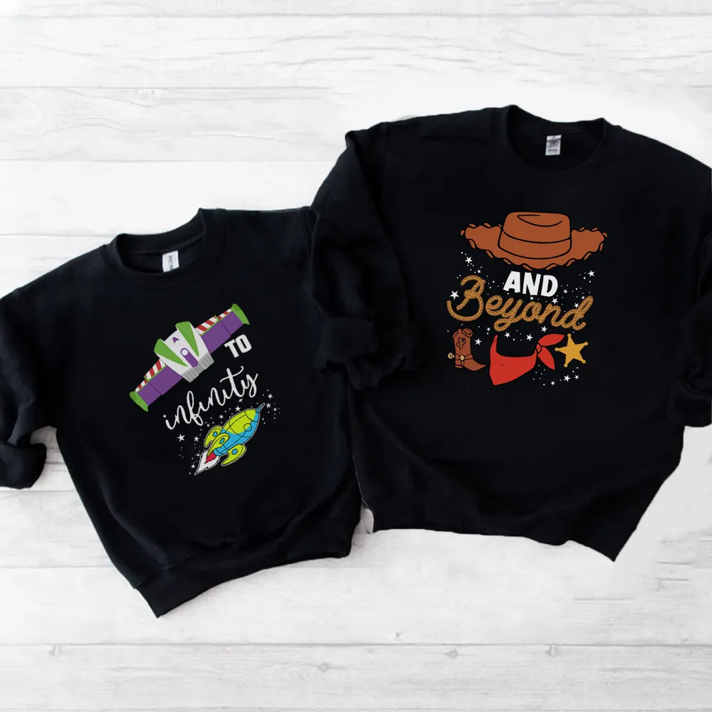 To Infinity & Beyond Matching Kids Black Sweatshirts boys fashion clearance