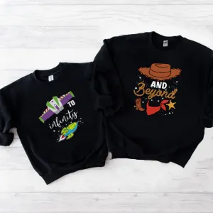To Infinity & Beyond Matching Kids Black Sweatshirts boys fashion clearance
