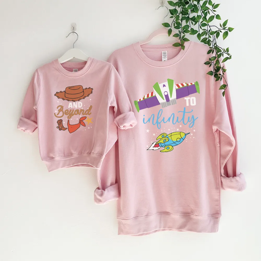 To Infinity & Beyond Matching Pink Sweatshirts boys fashion clearance