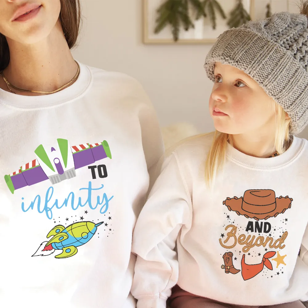 To Infinity & Beyond Matching White Sweatshirts boys fashion clearance
