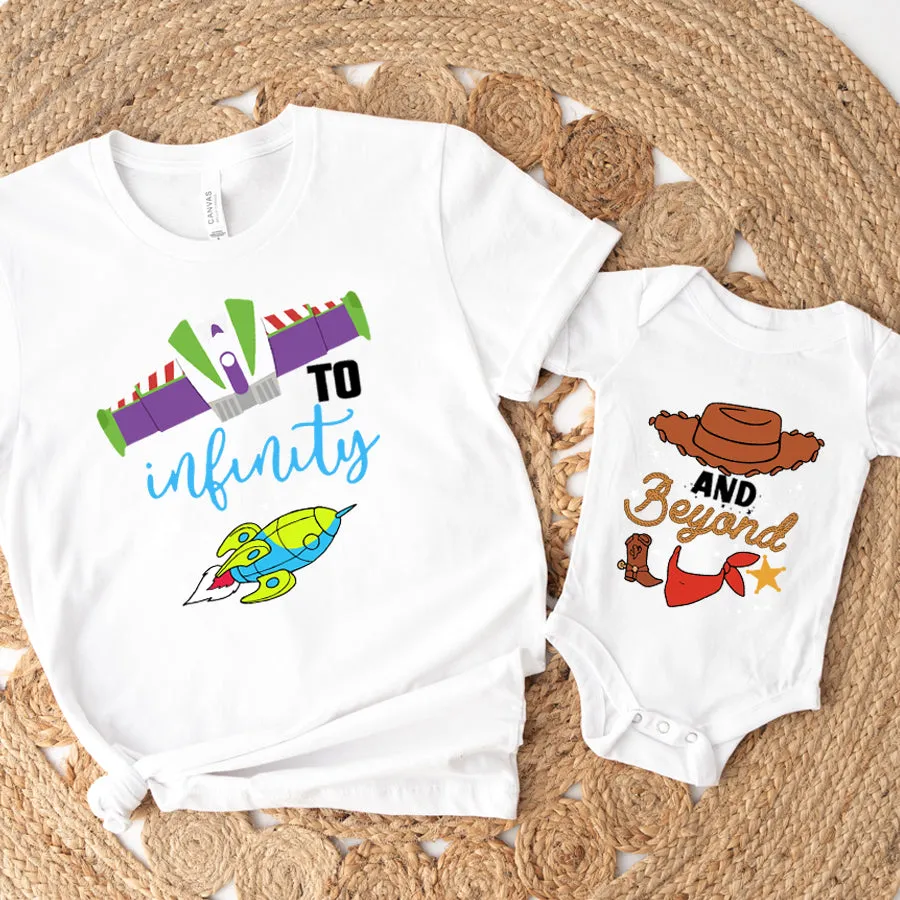 To Infinity & Beyond Matching White T-shirt & Baby Vest cheap baby clothes online