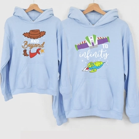 To Infinity & Beyond Matching Baby Blue Hoodie mum jeans promo