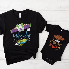 To Infinity & Beyond Matching Black T-shirts & Baby Vest baby bump outfits discount