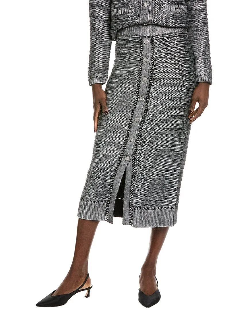 TOCCIN Tani Button Front Midi Skirt