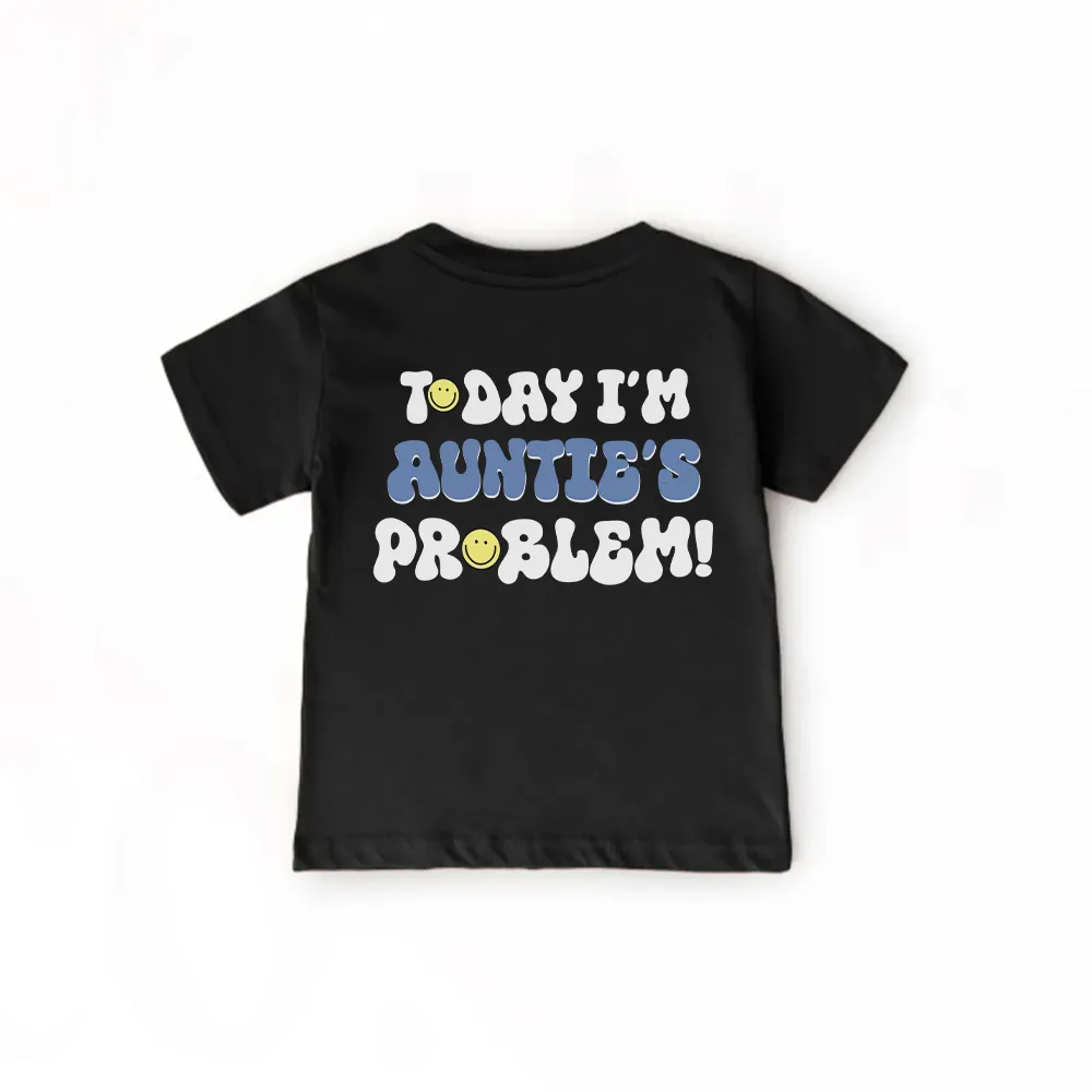 Today I'm Auntie's Problem Kids Back Logo T-Shirt Auntie Clothing - trendy auntie clothes sale