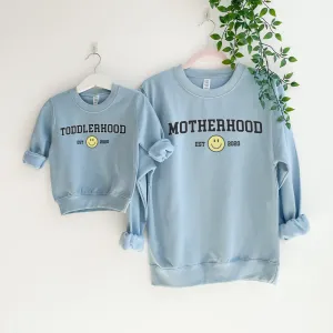 Toddlerhood & Motherhood Matching Mum & Kid Personalised Sky Blue Sweatshirts breastfeeding tops cheap