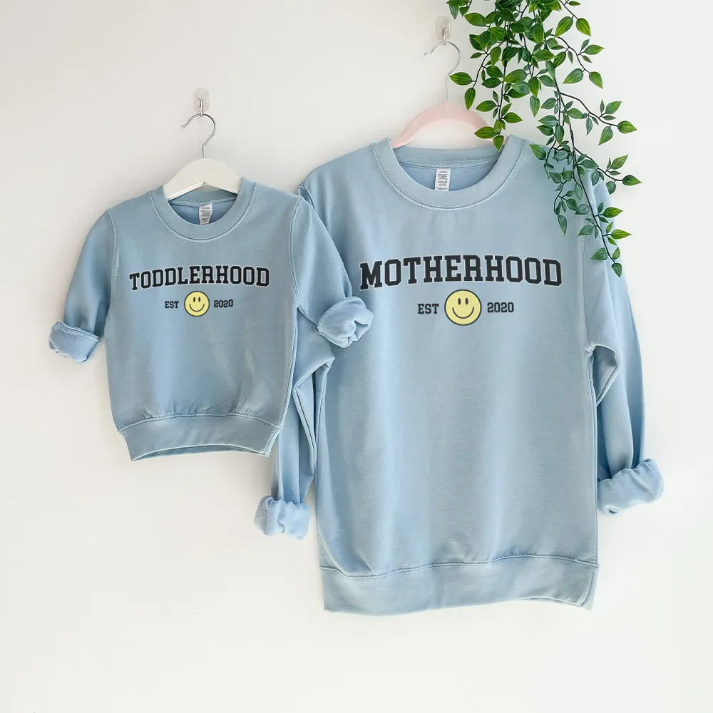 Toddlerhood & Motherhood Matching Mum & Kid Personalised Sky Blue Sweatshirts boys fashion clearance