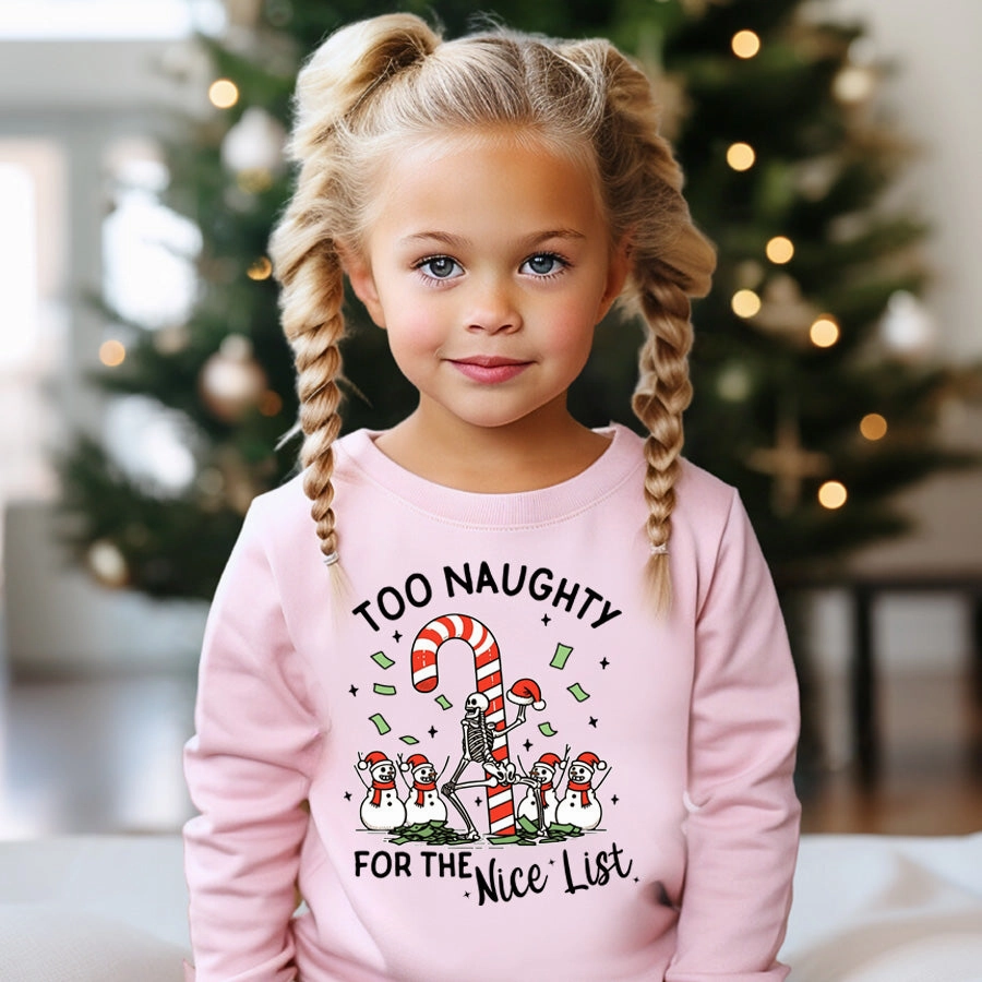 Too Naughty For Nice List Sweatshirt discount girls tops