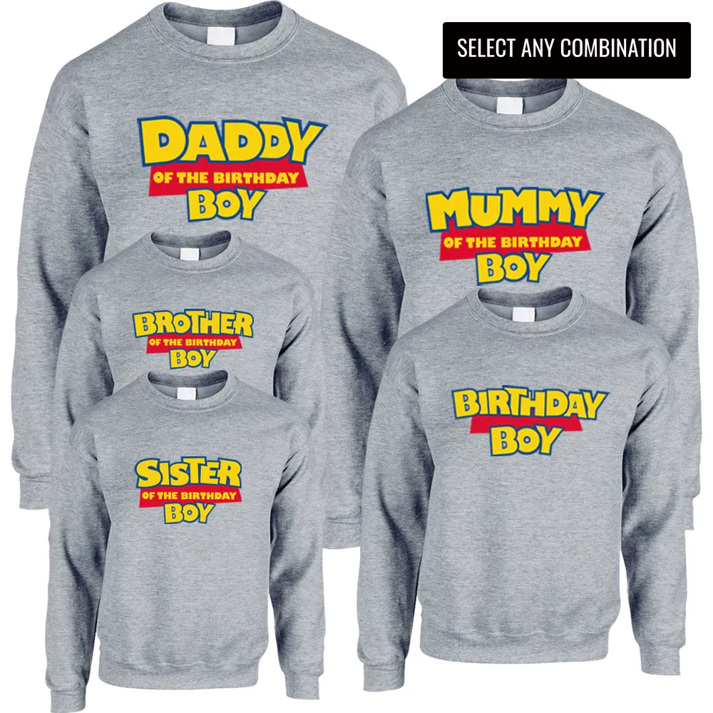 Toy Inspired Daddy/Mummy & Siblings Birthday Boy Matching Grey Sweatshirts boys clothes cheap sale
