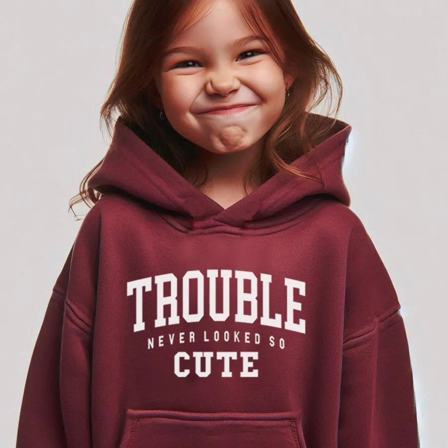 Trouble Never Looked So Cute Kids Hoodie girls jeans best deals