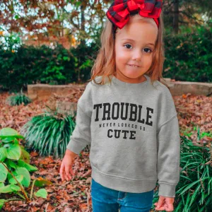 Trouble Never Looked So Cute Kids Sweatshirt girls jeans best deals