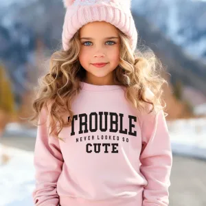 Trouble Never Looked So Cute Kids Sweatshirt boys fashion clearance