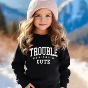 Trouble Never Looked So Cute Kids Sweatshirt girls jeans best deals