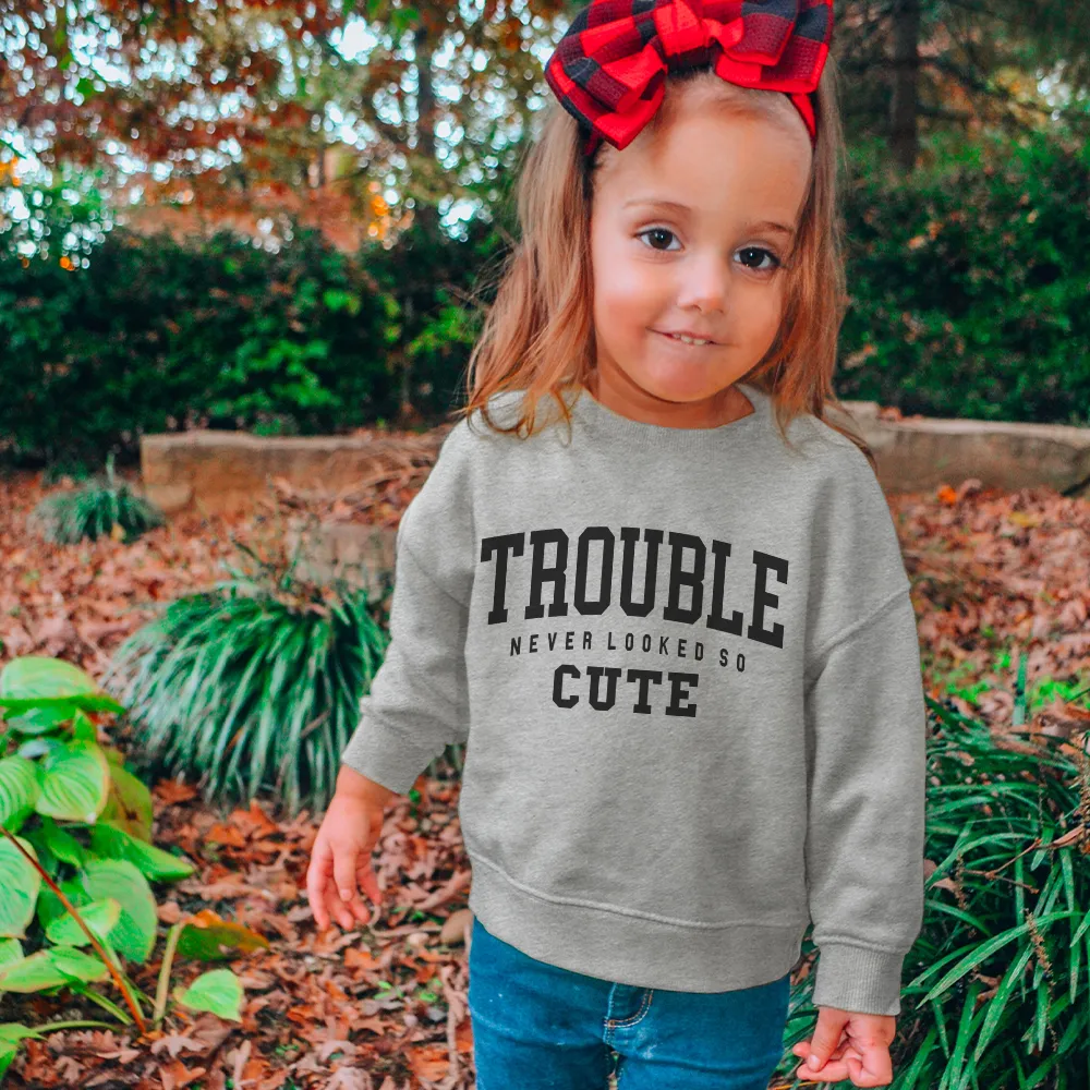 Trouble Never Looked So Cute Kids Sweatshirt girls jeans best deals