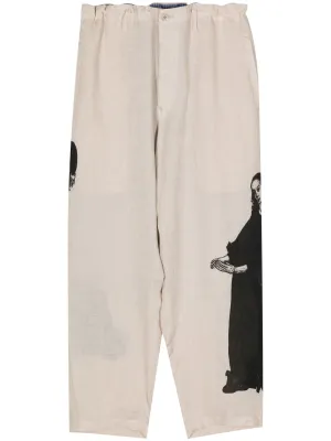 U-Lady Print Tapered Trousers cheap bottoms online shop