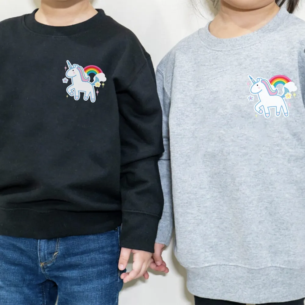 Unicorn Sticker Kids Pocket Logo Sweatshirts girls pajamas promo