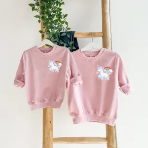 Unicorn Sticker Kids Pocket Logo Sweatshirts girls skirts clearance