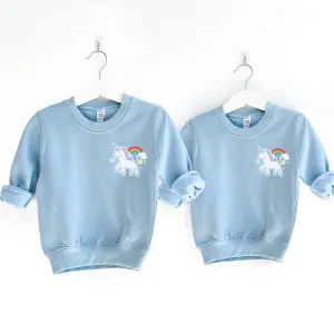 Unicorn Sticker Kids Pocket Logo Sweatshirts girls skirts clearance