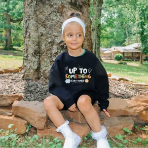 Up To Something Kids Black Sweatshirt girls skirts clearance