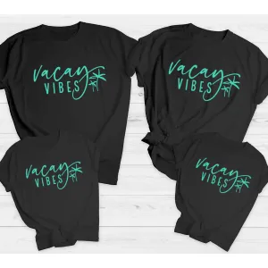 Vacay Vibes Matching Summer T-Shirts Black/Teal maternity leggings online