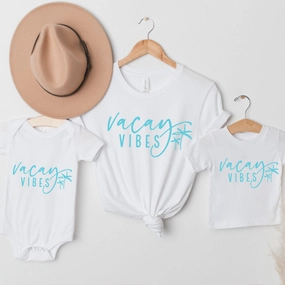 Vacay Vibes Mum Matching Summer T-Shirt/Baby Vests- White baby bump outfits discount