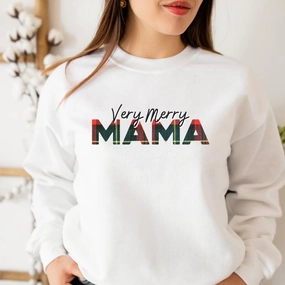 Very Merry Mama Christmas Sweatshirt mum jeans promo