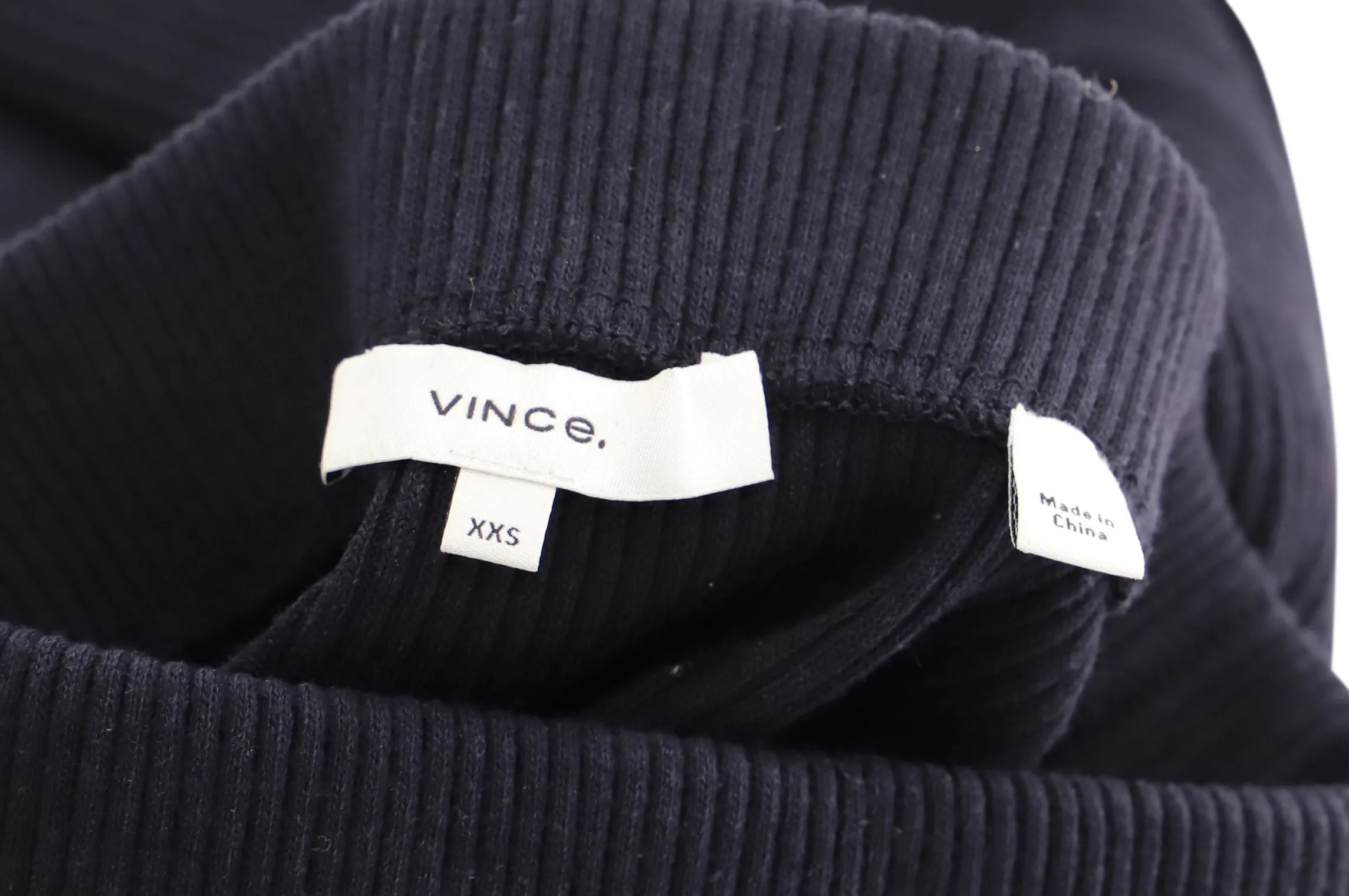 Vince Ribbed-Knit Midi Skirt in Navy Blue Cotton