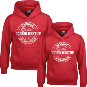 Warning Christmas Cousin Meetup Red Hoodies boys fashion clearance