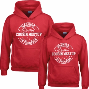 Warning Christmas Cousin Meetup Red Hoodies discount girls tops