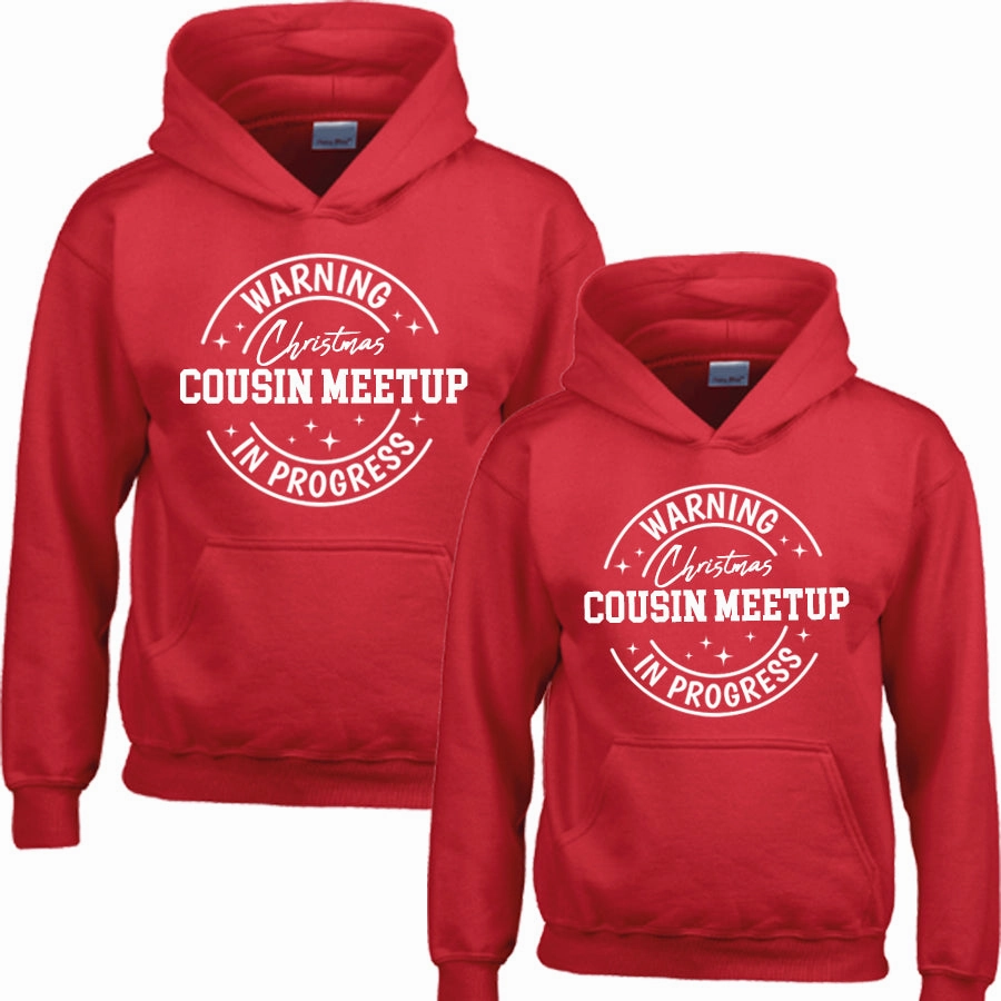 Warning Christmas Cousin Meetup Red Hoodies discount girls tops