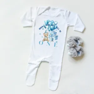 When I Wake I'll Be 1 Balloon & Teddy Bear Rompersuit cheap baby clothes online