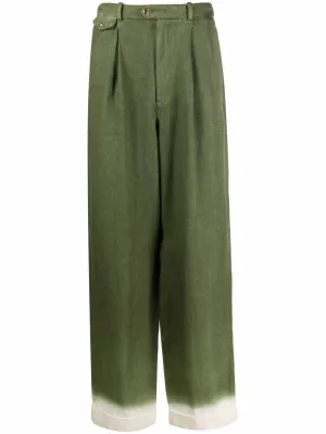 Wide-Leg Contrast-Cuff Trousers cheap bottoms online shop