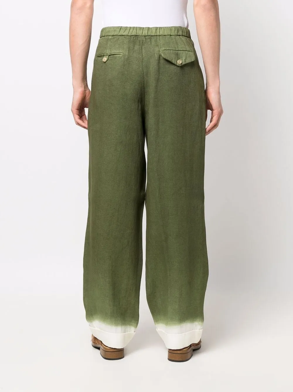 Wide-Leg Contrast-Cuff Trousers