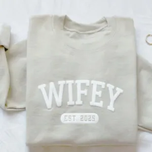 Wifey Established Raised Print Sweatshirt nursing bras sale