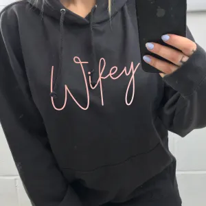 Wifey Script Hoodie (MRK X) nursing bras sale