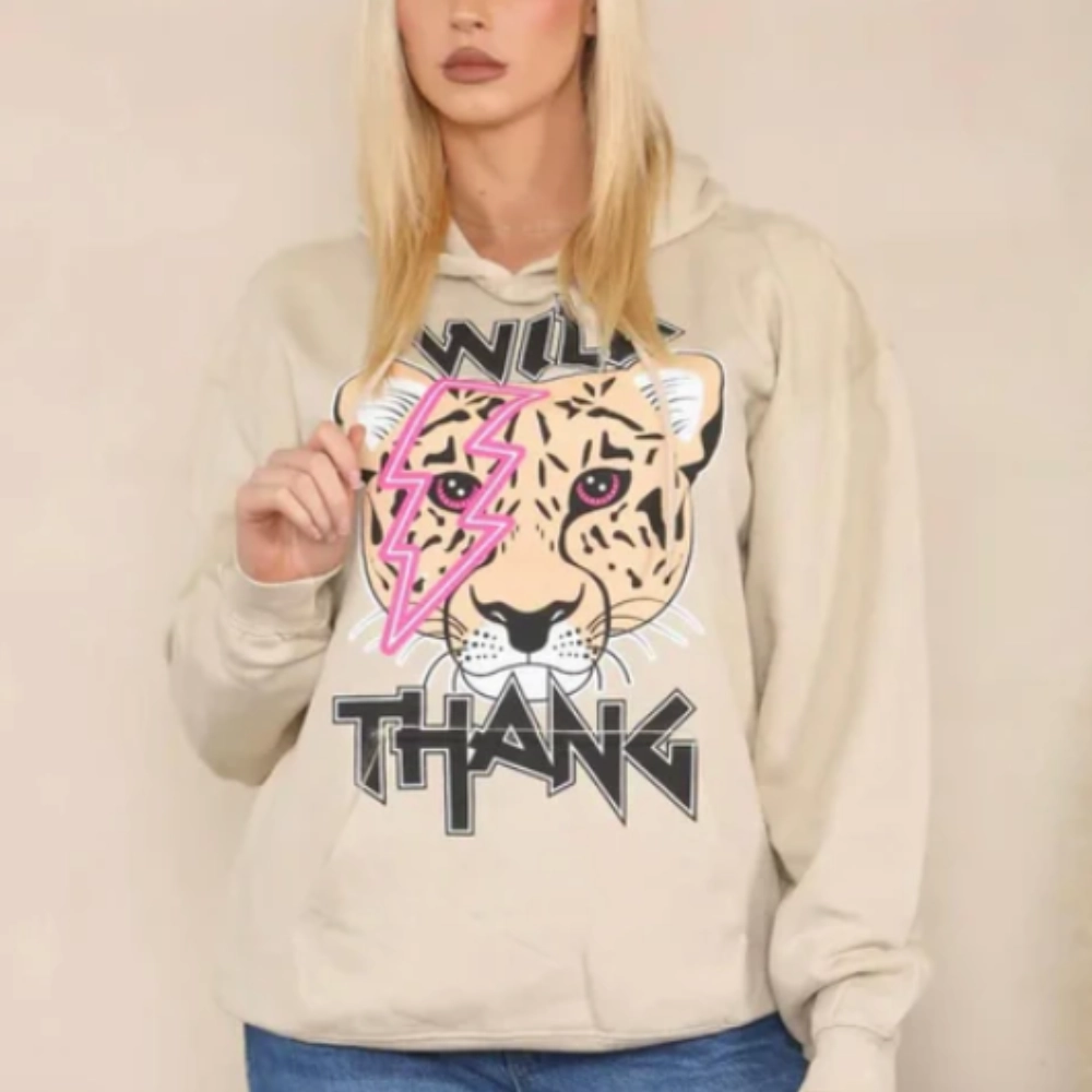 Wild Thing Tiger Lounge Hoodie mum jeans promo