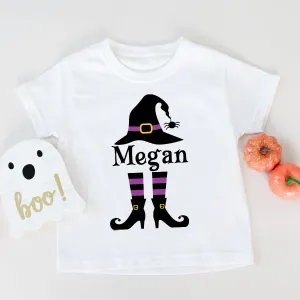 Witches Hat Personalised Halloween White T-Shirt girls jeans best deals