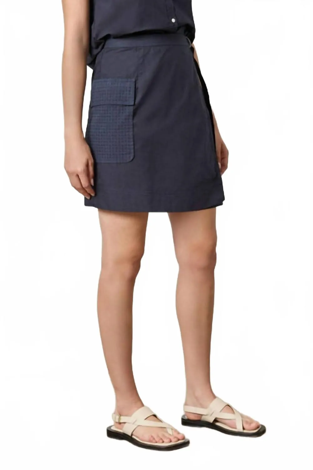 Women's Eyelet Pocket Wrap Skirt In Navy