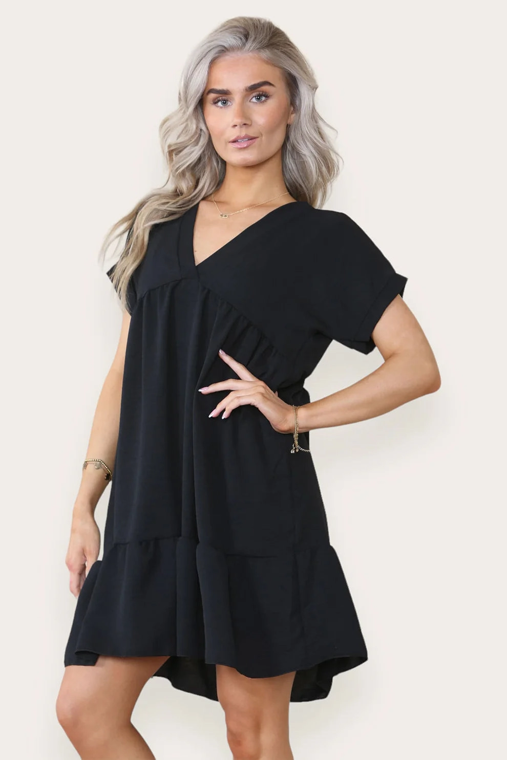 Womens Fancy Style Tiered Smock Dress