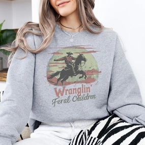 Wranglin' Feral Children Sweater mum jeans promo