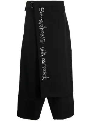 Wrap-Design Wool Cropped Trousers cheap bottoms online shop