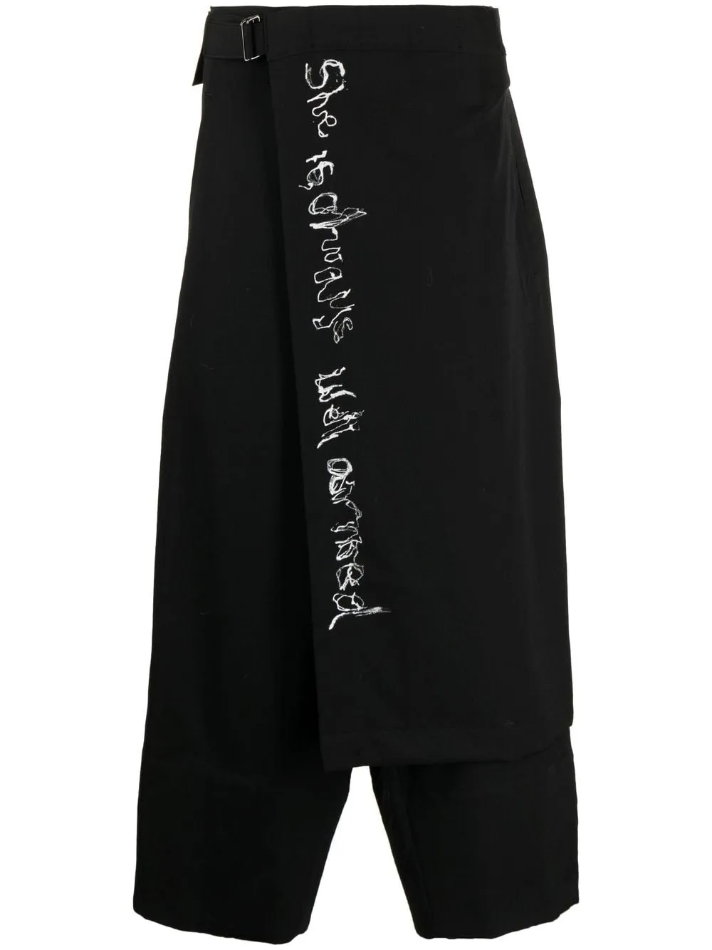 Wrap-Design Wool Cropped Trousers cheap bottoms online shop