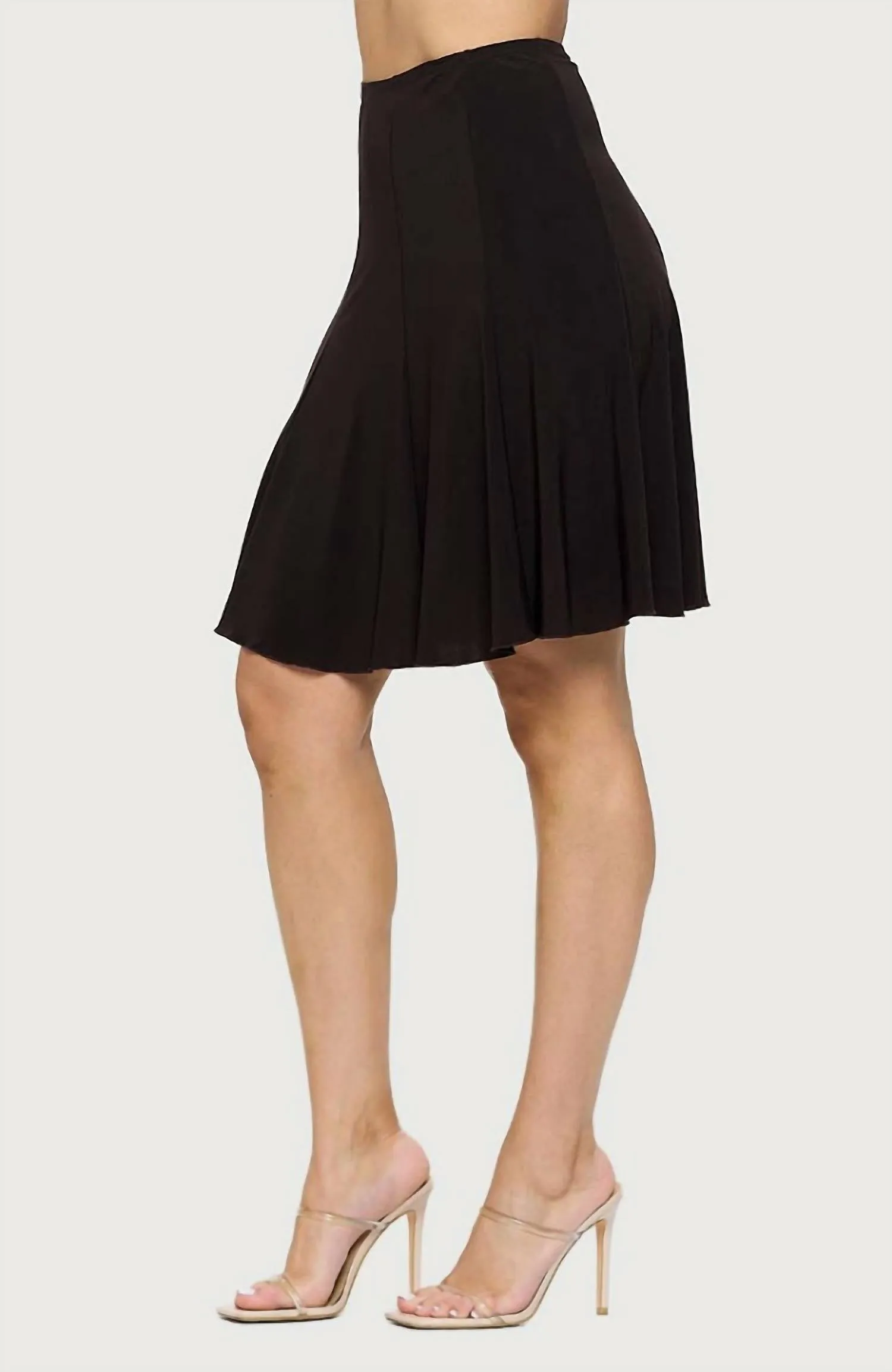 Wrinkle Resistant Paneled Knee Skirt In Black