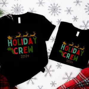 Xmas Holiday Crew 2024 Family Matching Black T-Shirts & Baby Vest maternity wear outlet