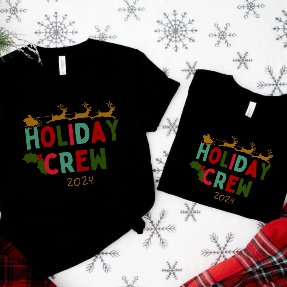 Xmas Holiday Crew 2024 Family Matching Black T-Shirts & Baby Vest maternity wear outlet