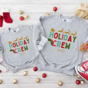 Xmas Holiday Crew 2024 Family Matching Heather Grey Sweatshirts maternity wear outlet