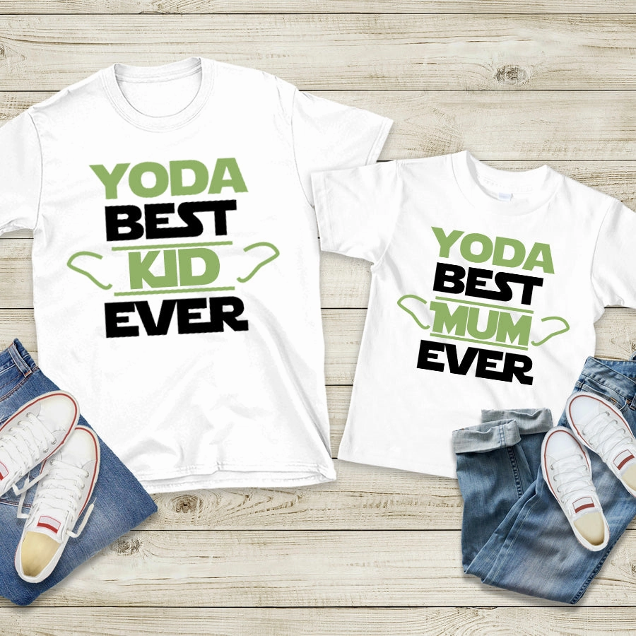 Yoda Best Mum & Kid Matching White T-Shirts baby bump outfits discount