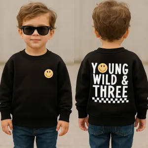Young Wild & Three Smiley Face Sweatshirt boys clothes cheap sale