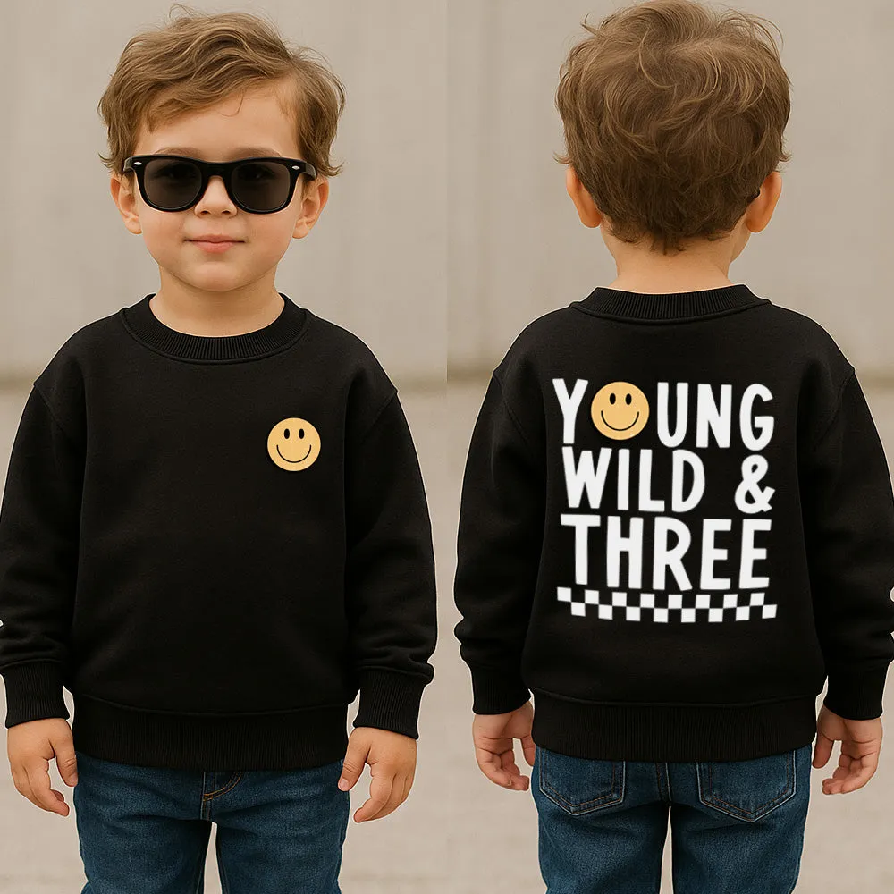 Young Wild & Three Smiley Face Sweatshirt boys clothes cheap sale